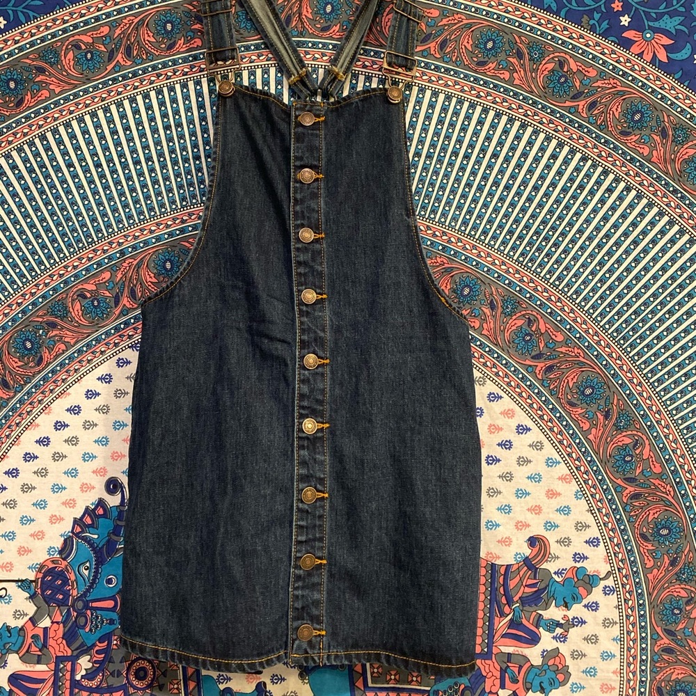 Denim overalls dress